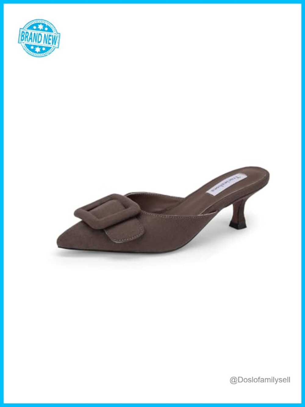 Pointed Toe Kitten Heel Mule Sandals Suede Slip On Dressy